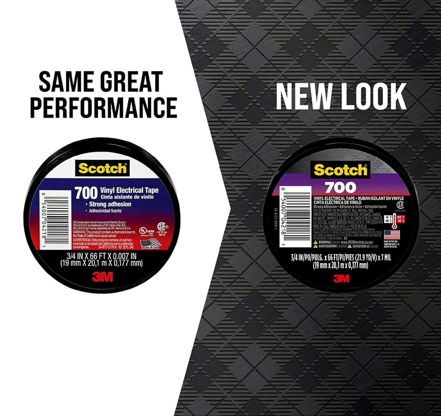 Scotch Vinyl 700 Electrical Tape, 1 Roll, Black, 3/4-in x 66-ft,