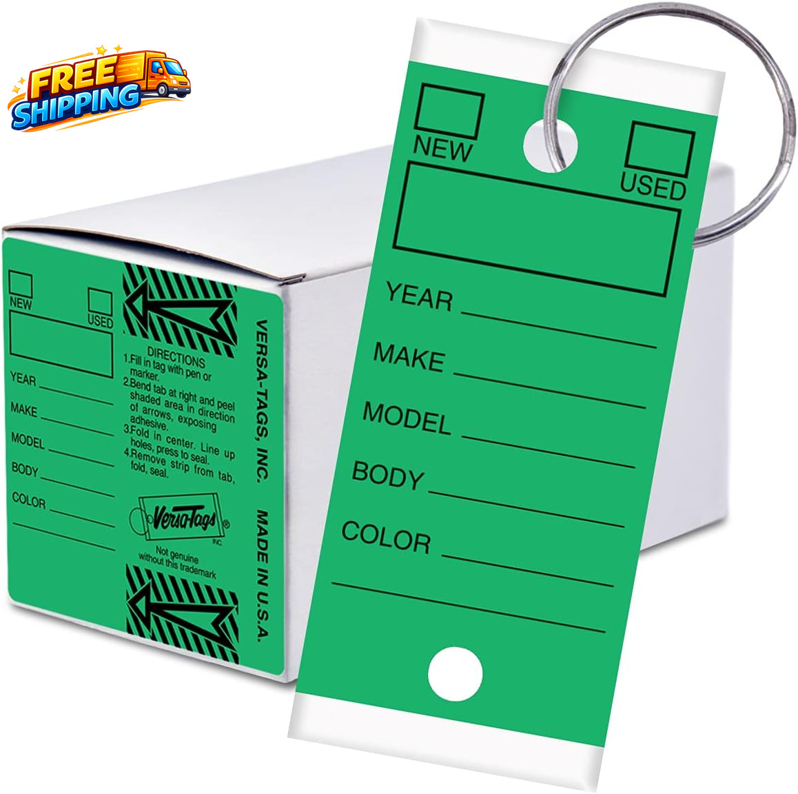 250 per Box Self-Protecting Paper Key Tags with Chrome-Plated Split Rings