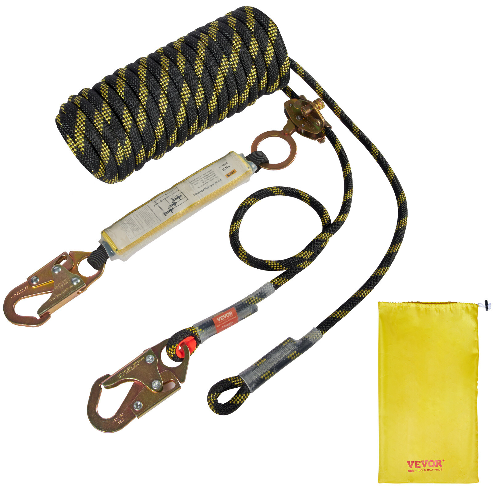 VEVOR Vertical Lifeline Assembly 25ft Fall Protection Rope Polyester 30 KN ANSI