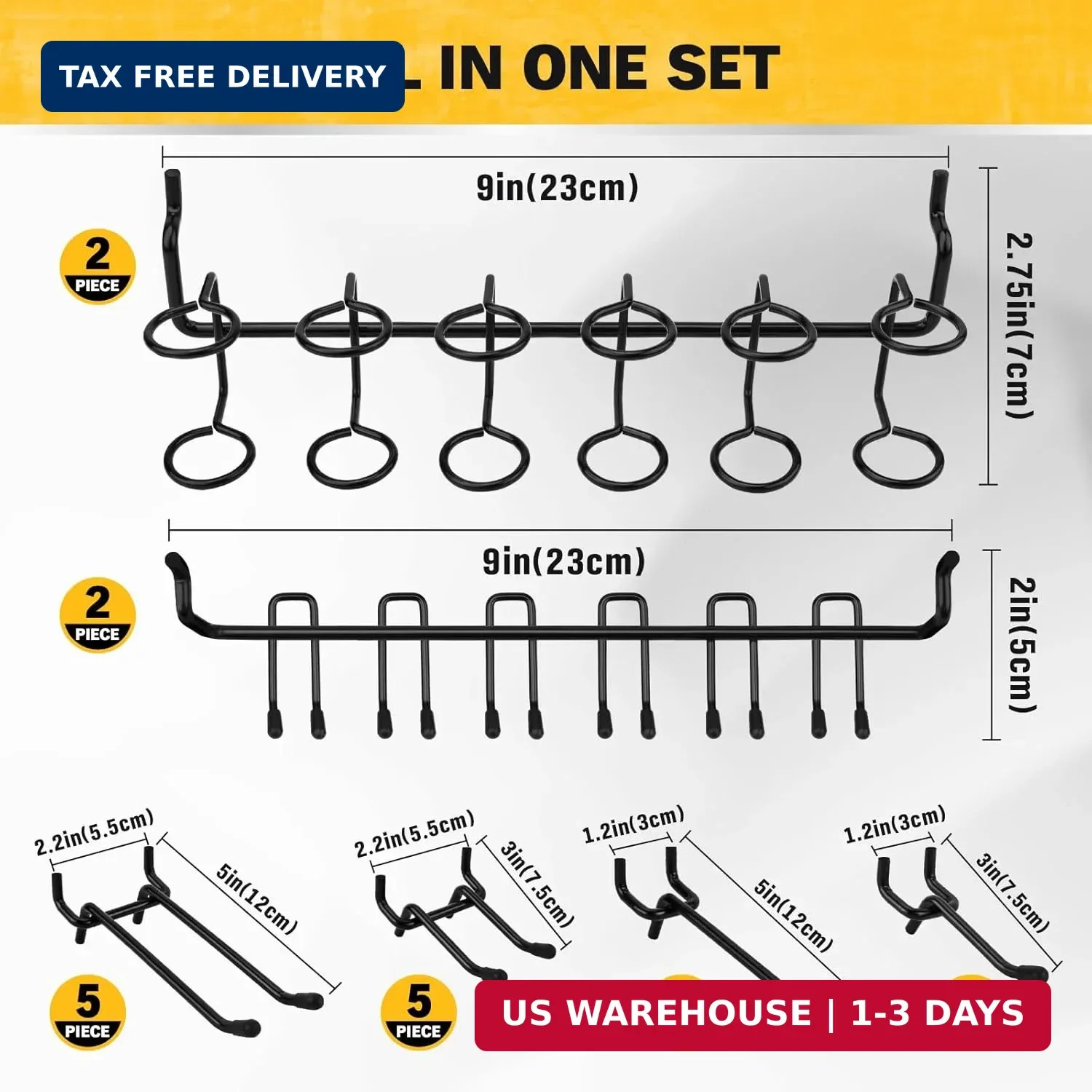 ELEAD 286-Piece Extra Thick Pegboard Hooks Set, 1/4″ Heavy Duty Black Peg Board