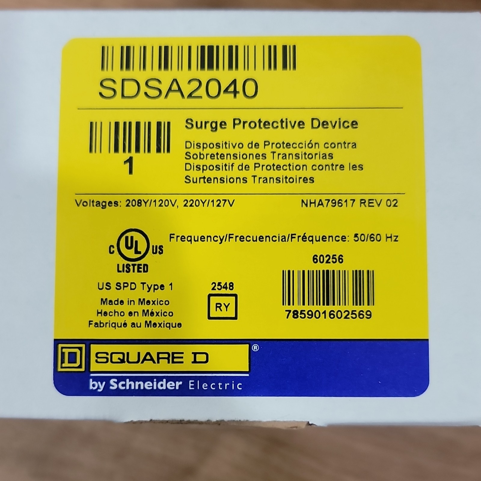 Square D SDSA2040 SurgeLogic Type 1 Surge Protective Device (SPD)