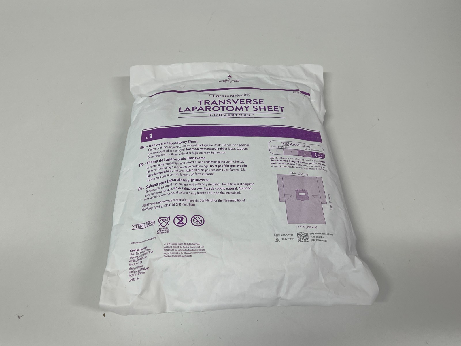 Cardinal Health Transverse Laparotomy Sheet 29421 Exp.2030-10 (*EE30)
