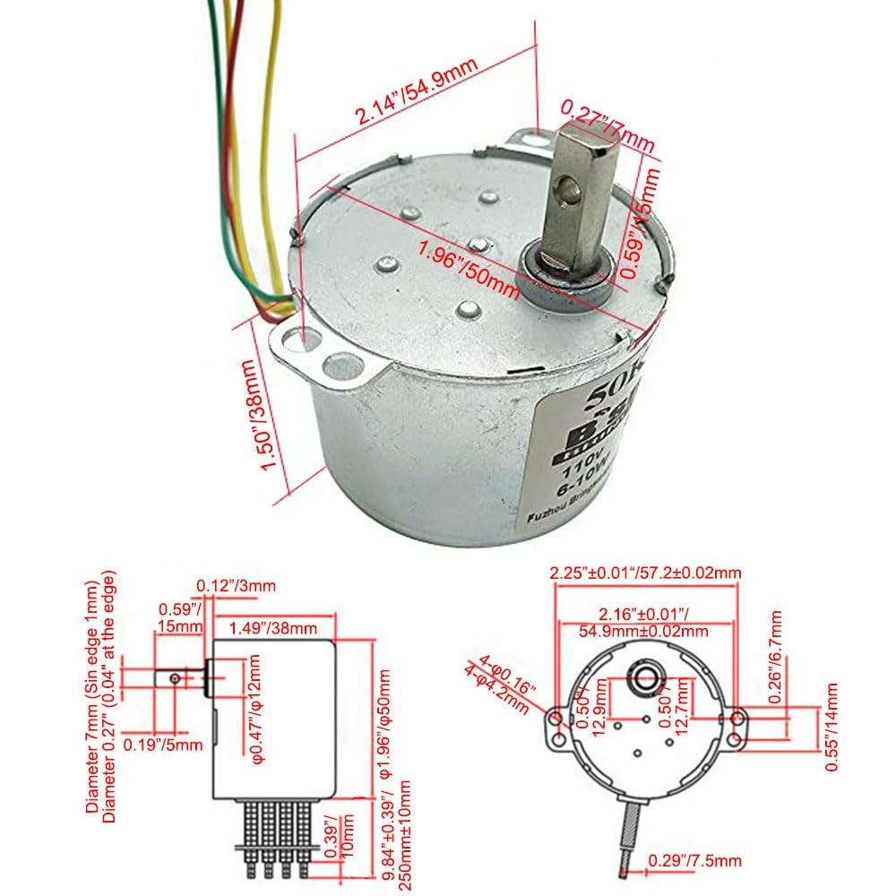 50KTYZ 110V 30rpm AC Synchronous Motor CW/CCW Gear Motor Low Noise for Barbec…
