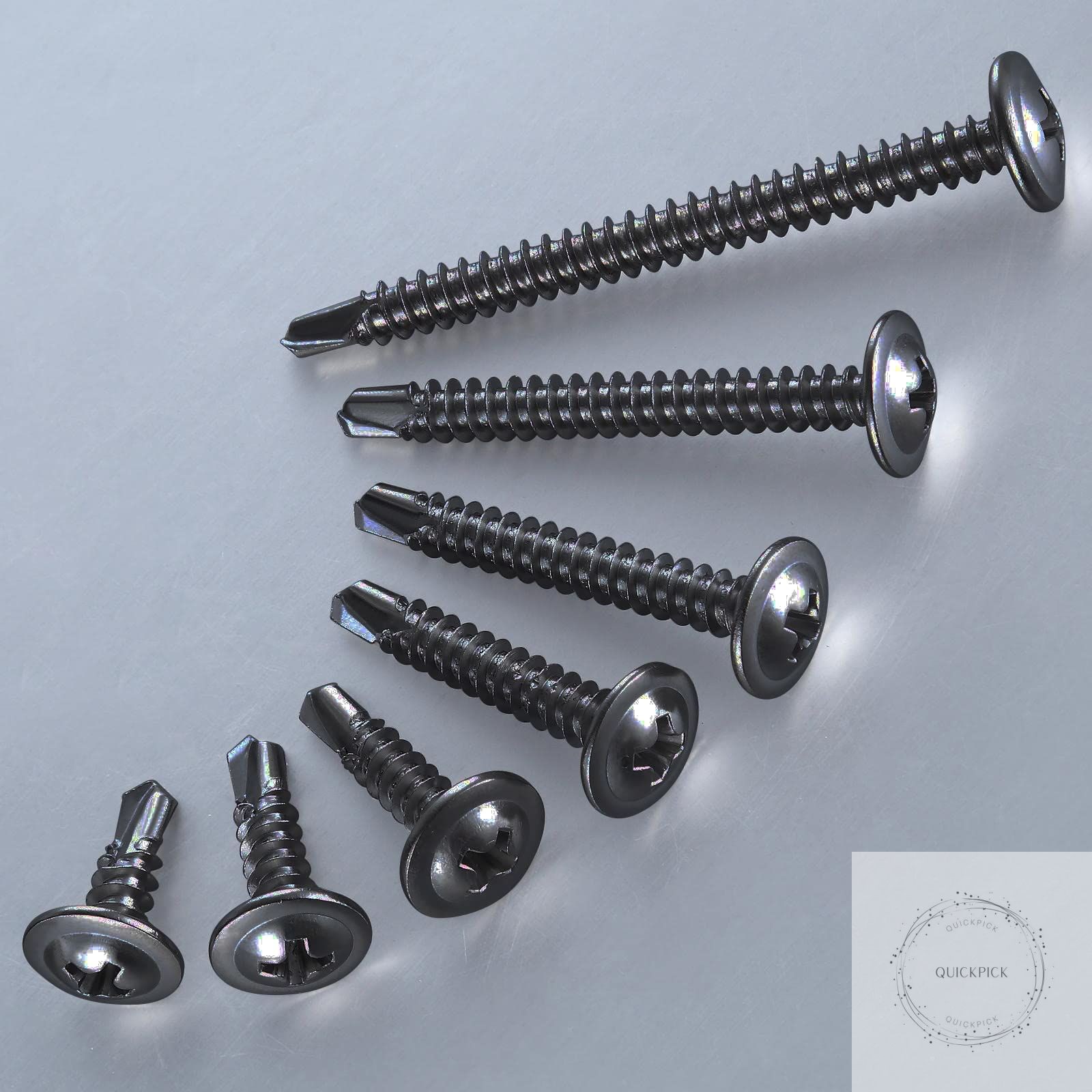 (300 pcs) #10×3/4” for Sheet Metal Self-Tapping Screws 410 Black Stainless Steel