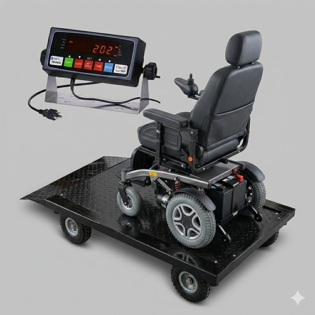 Medical Wheelchair Scale Digital 1000 lb Capacity Roll-On Weigh Wheelchair Scale