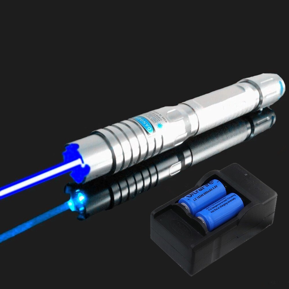 BQ1 Adjustable Focus 450nm Visible Blue Laser Pointer Battery & Charger US