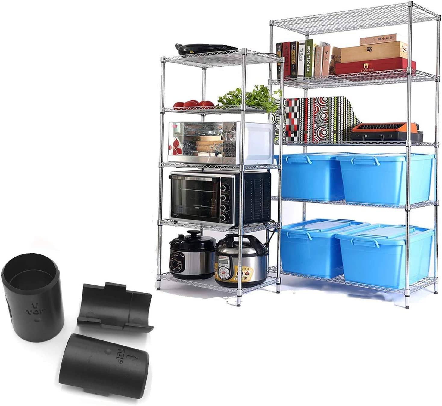 54 Pack Wire Shelving Shelf Lock Clips, Black, ABS Plastic & Metal