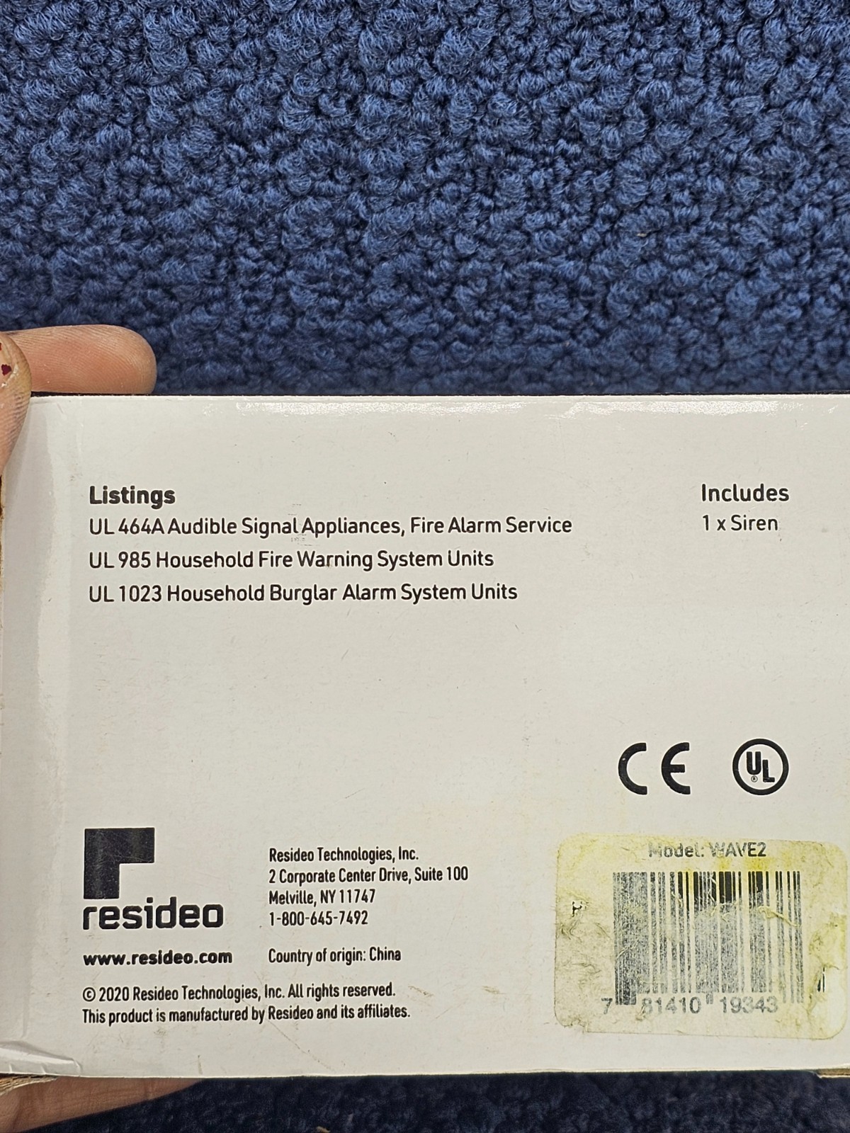 RESIDEO WAVE2: Two-Tone Indoor Electric Siren, 106dB @ 12VDC – White