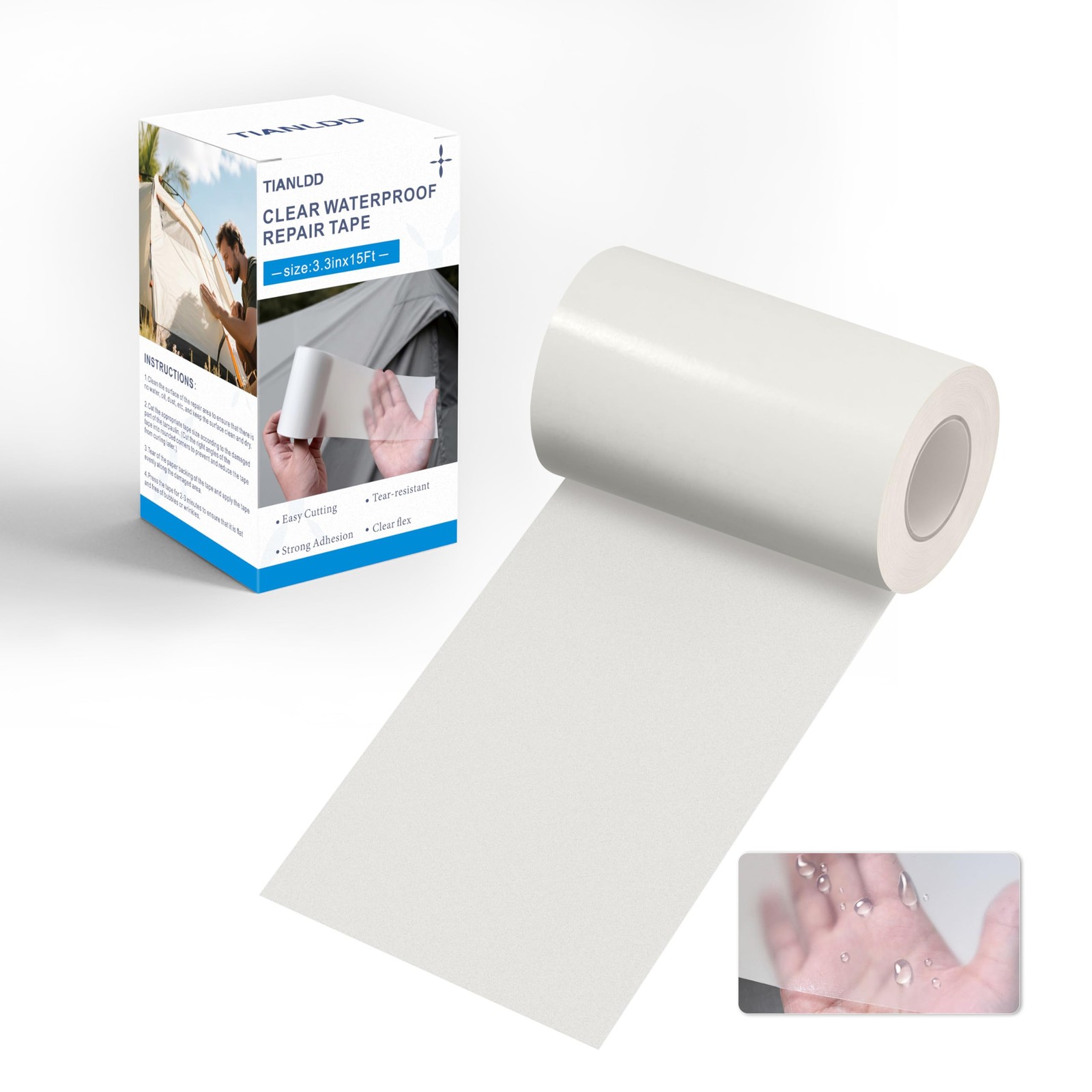 Waterproof Vinyl Repair Tape HeavyDuty 3.3in x 15ft for Boat Tents Tarps RV