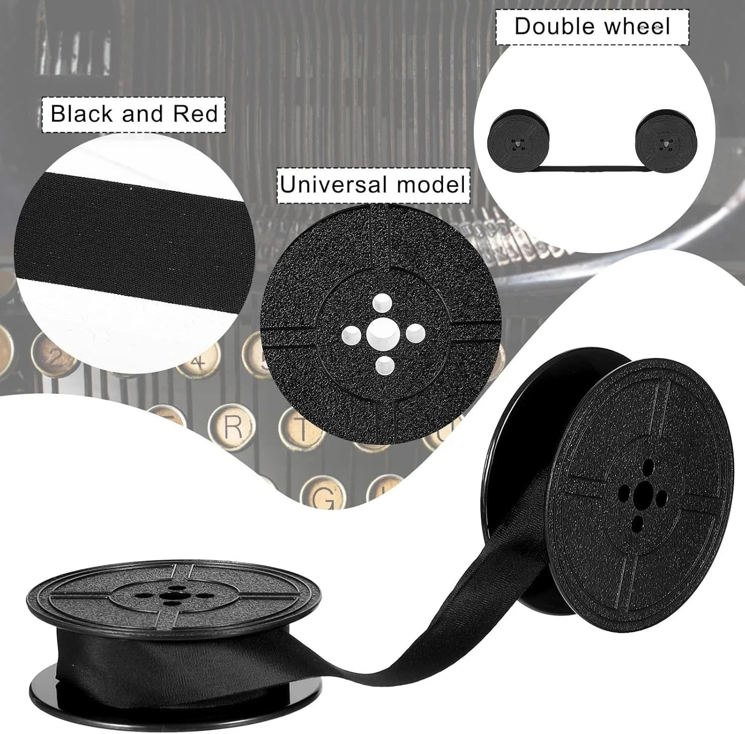 Universal Typewriter Ribbon Twin Spool Replacement Pack – Black Ink (2 Pcs)
