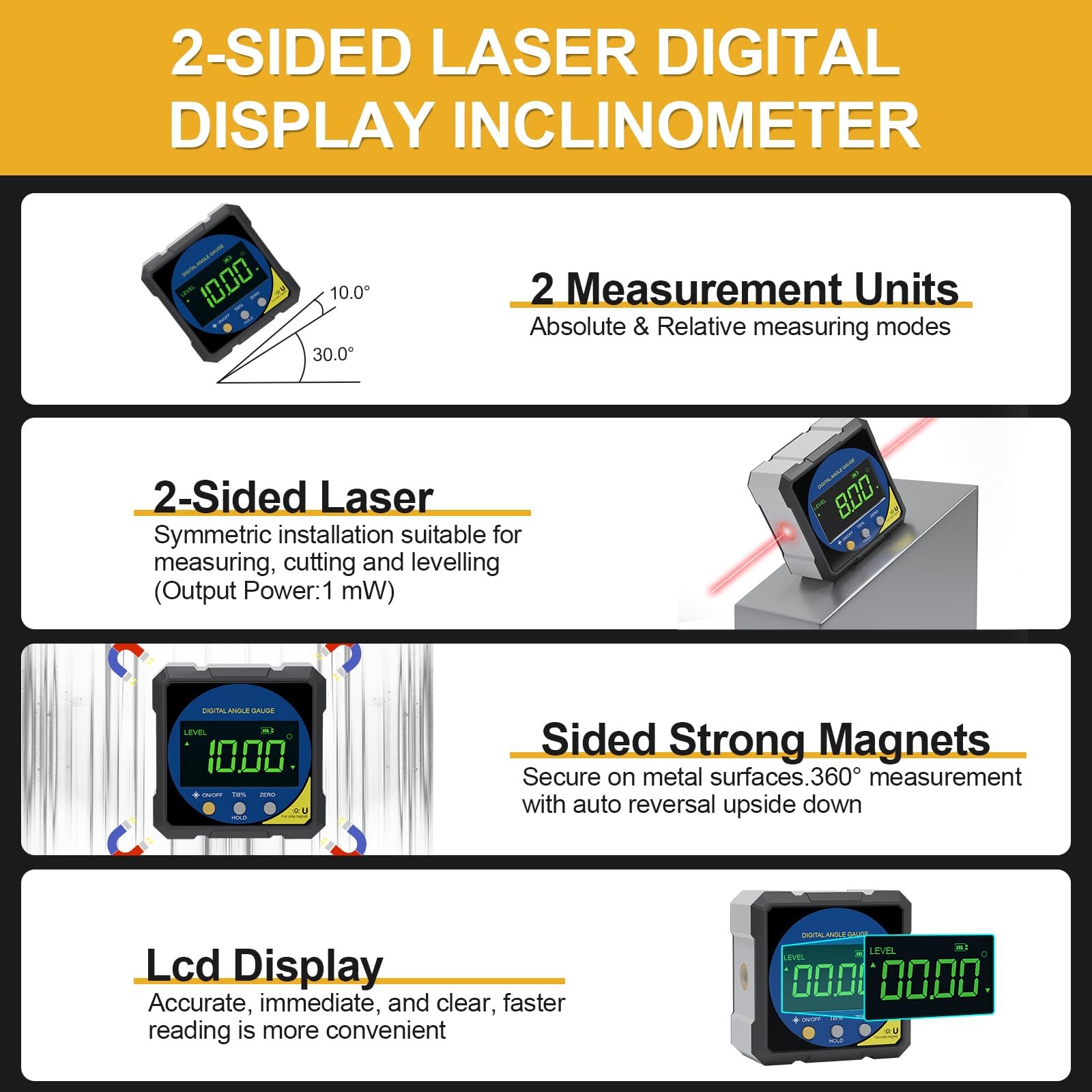 200 mm/8inch Digital Display Angle Ruler, Digital Angle Finder with Electroni…