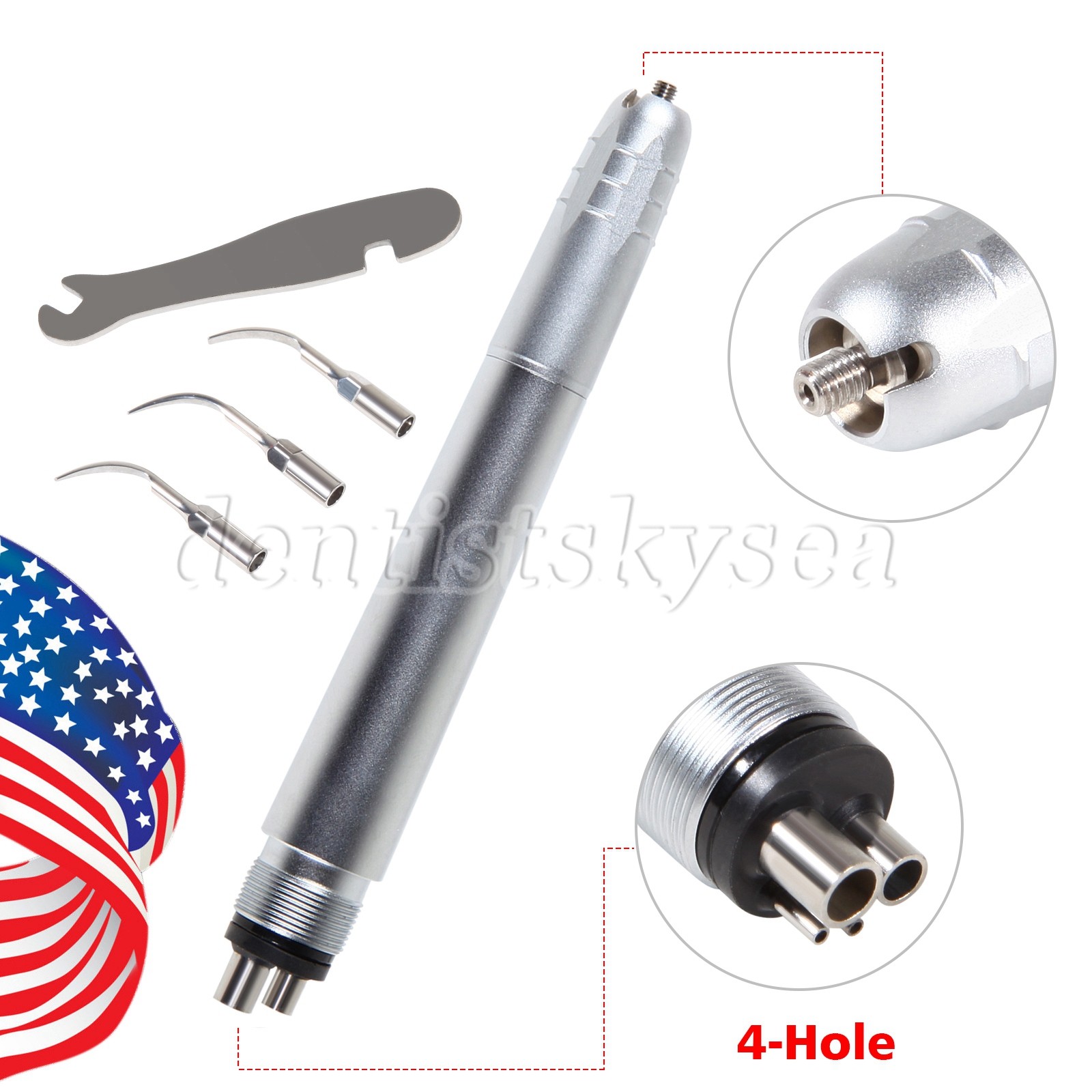 Dental Air Scaler Sonic Perio Scaling 4 Hole with 3 Compatible Tips US STOCK