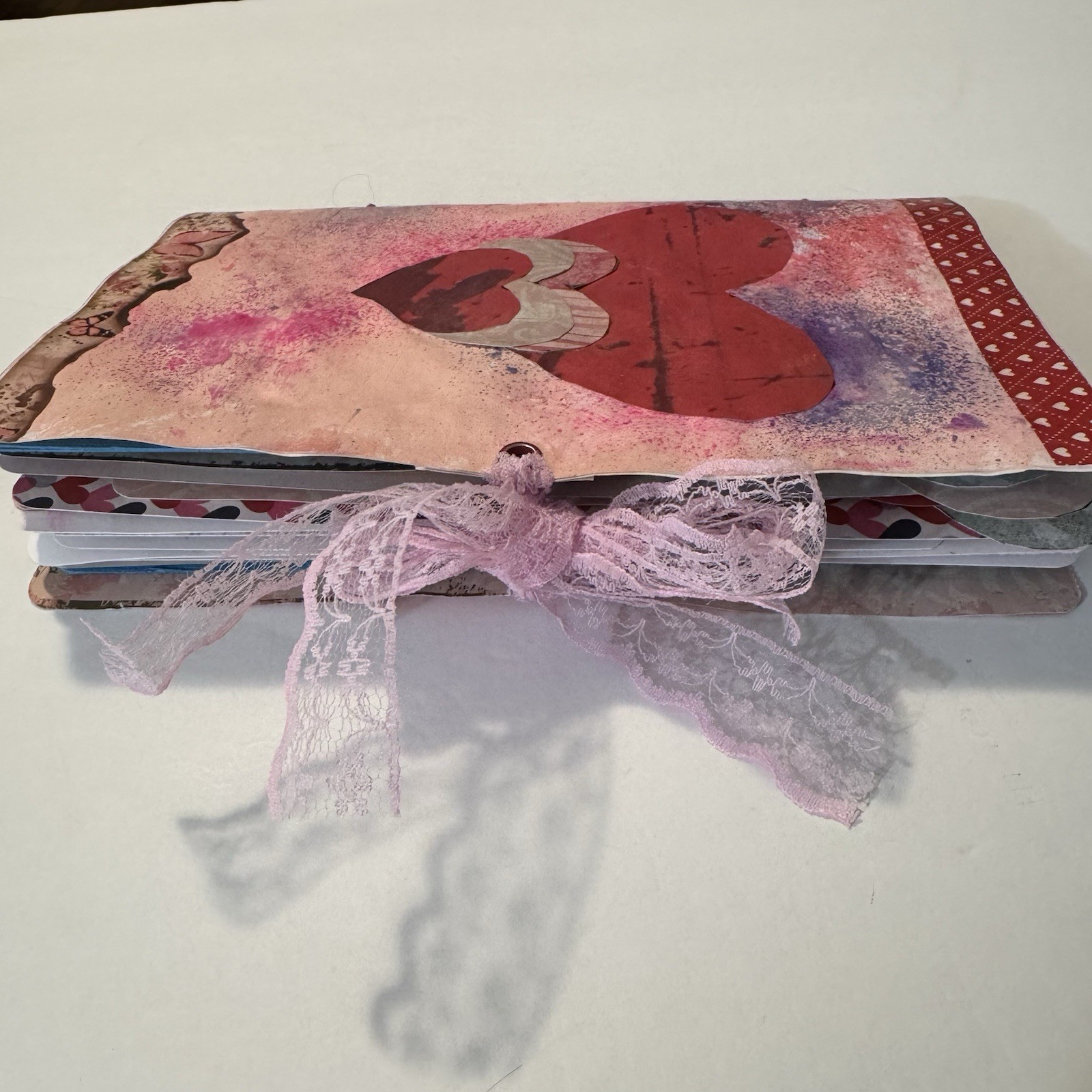 Handmade Junk Journal Valentine Theme Measures 8.5 X 5.5 Inches