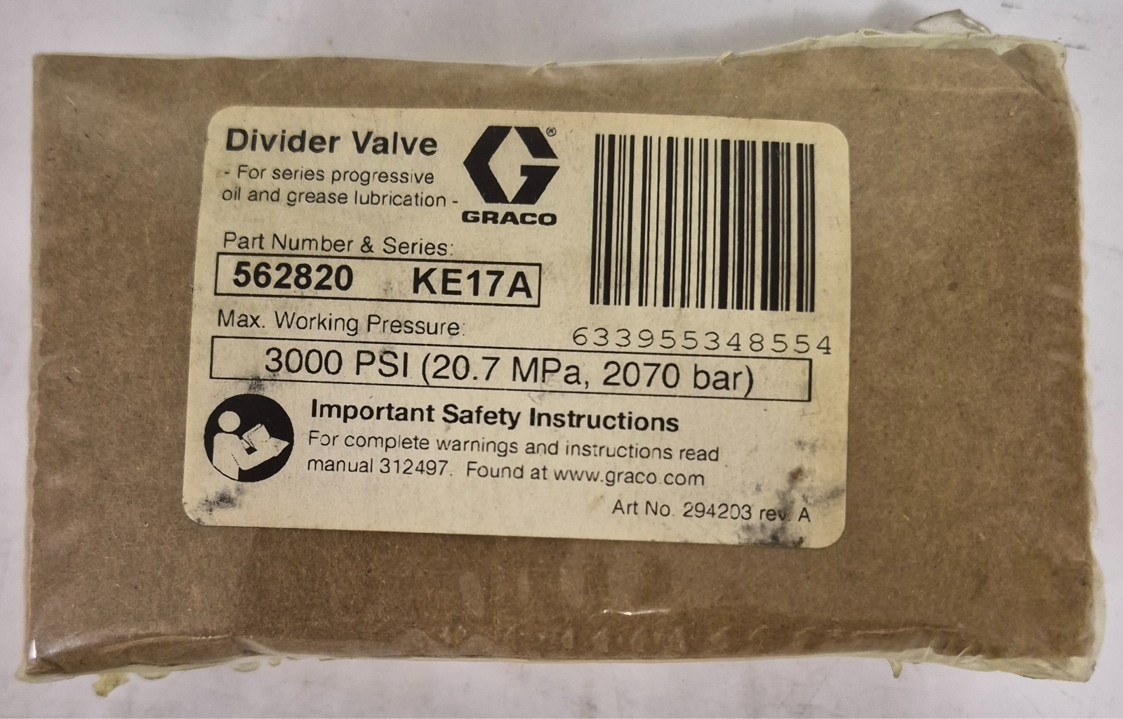 Graco 562820 Trabon® MXP Modular Divider Valve – MXP-50S NEW 1 PACK FREE SHIP