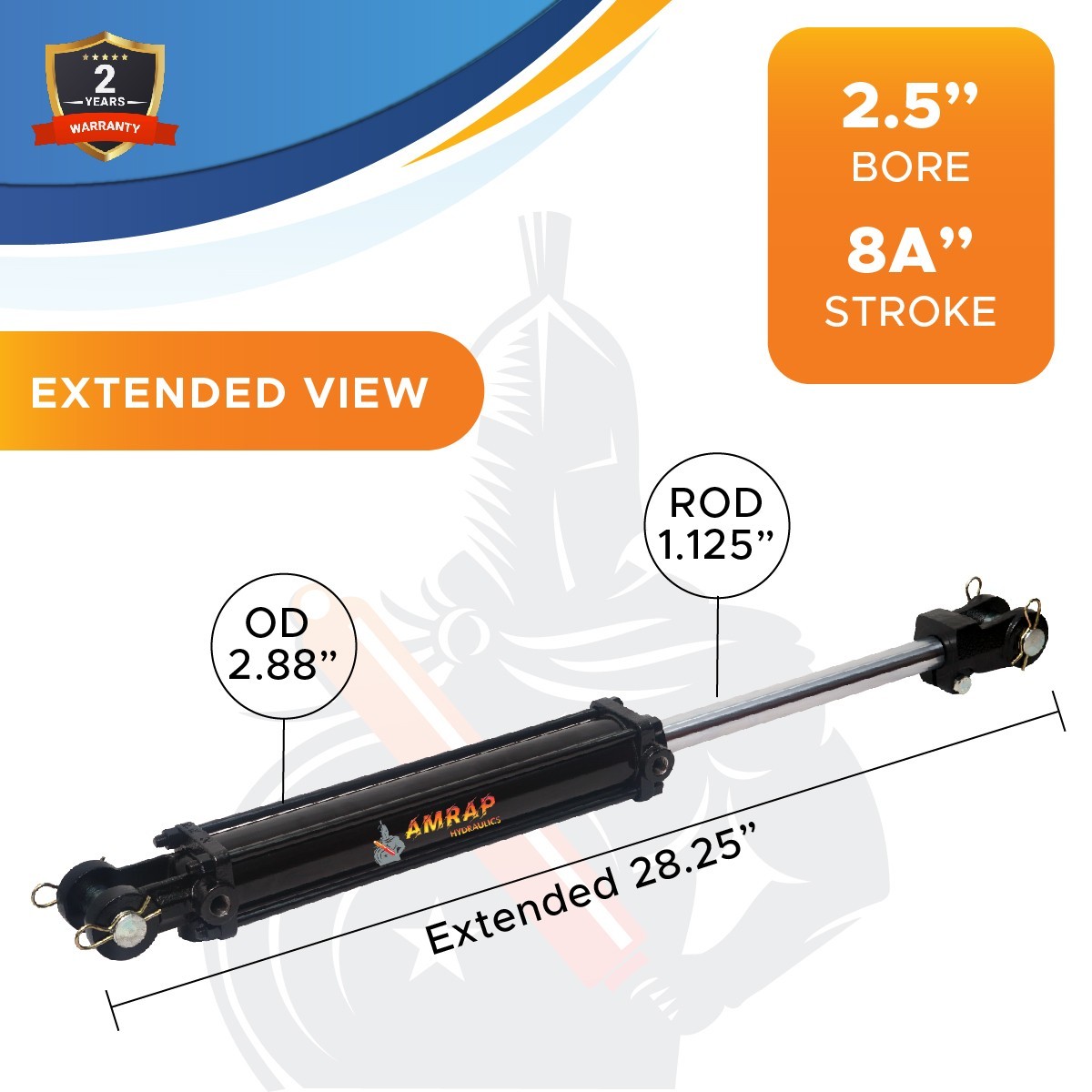 2.5x8A Hydraulic Cylinder 2.5″ Bore 8 ASAE» Stroke Tie-Rod Cylinder