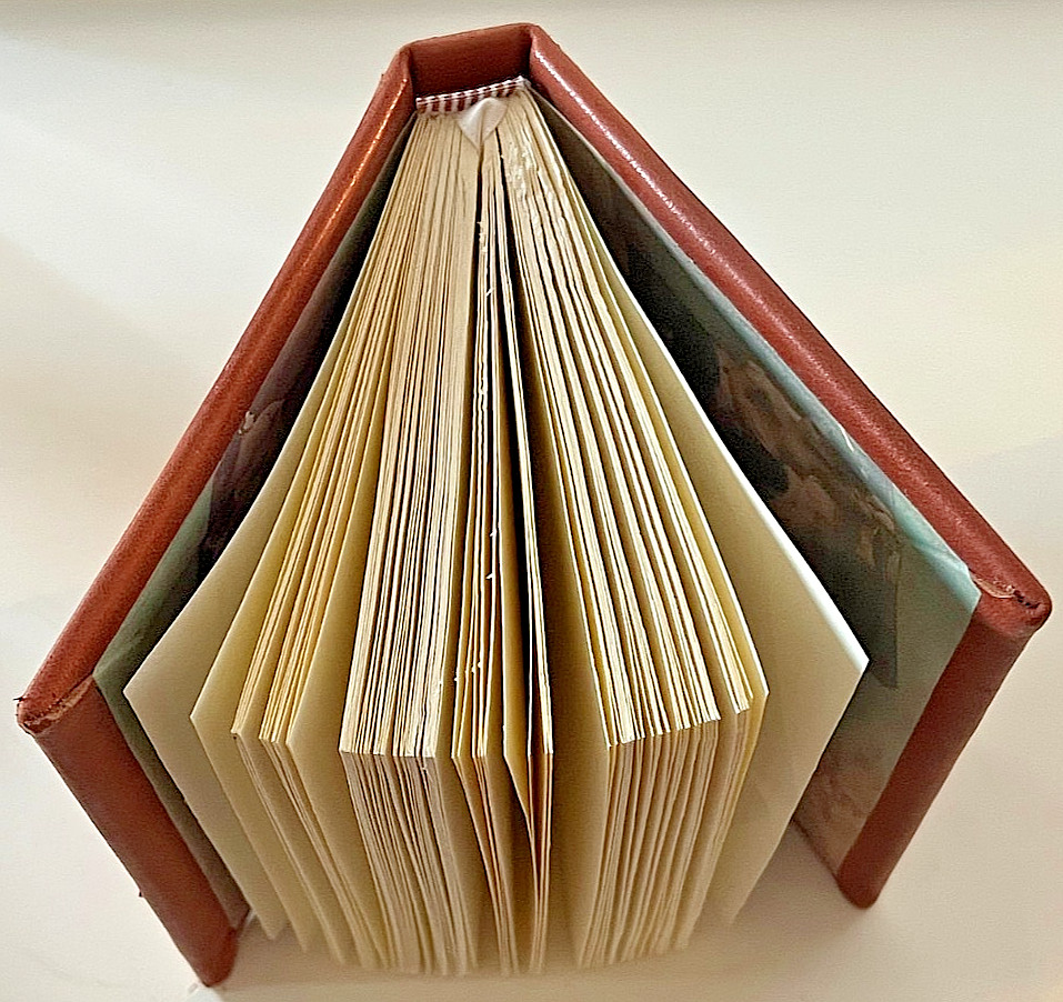 Handmade Leather Journal Hand Sewn Cotton Linen Paper Vintage Boudoir Endpapers