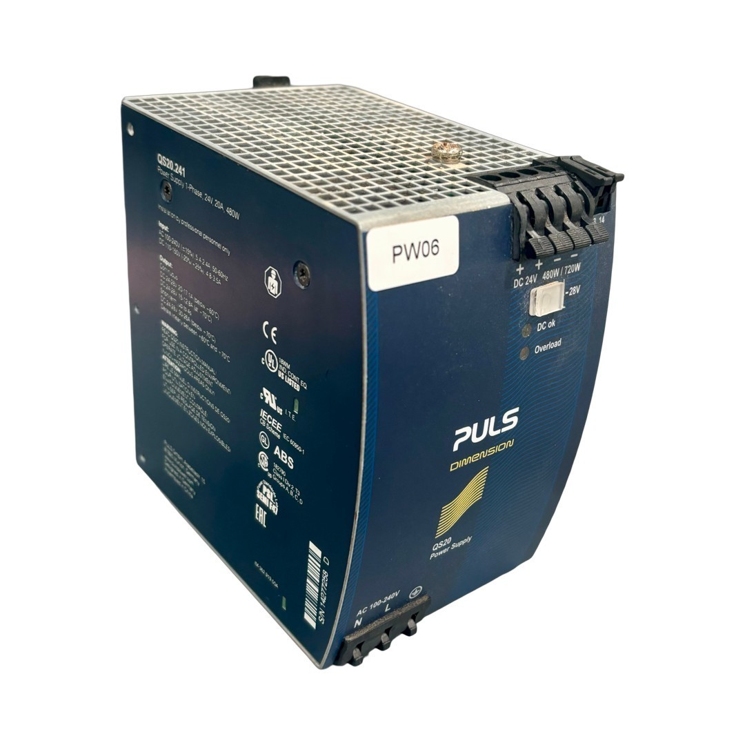 PULS QS20.241 DIN Rail Power Supply – 24V DC, 20A, 480W, Industrial Q-Series