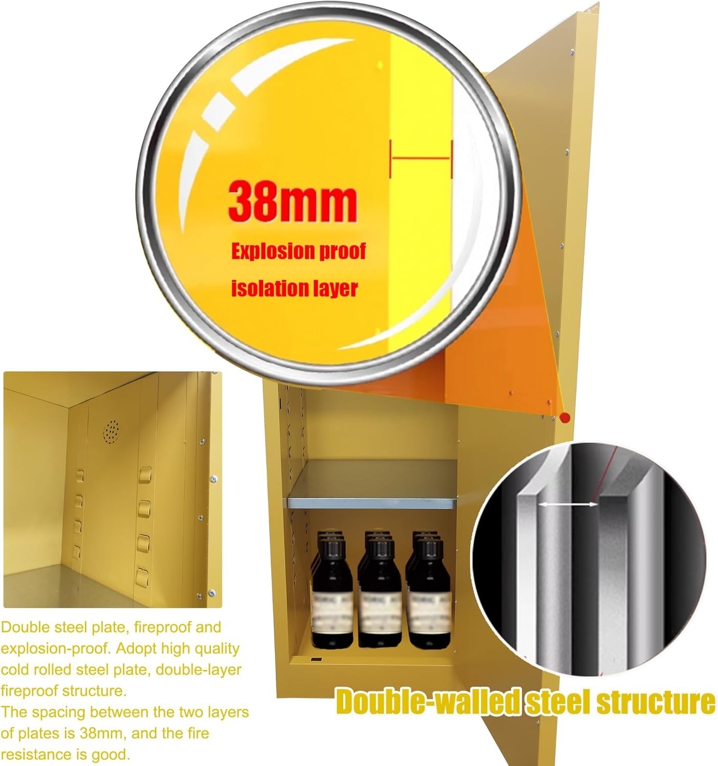78Gallon Safety Flammable Storage Cabinet 23.2×18.1×64.96in w/2 Adjustable Shelf