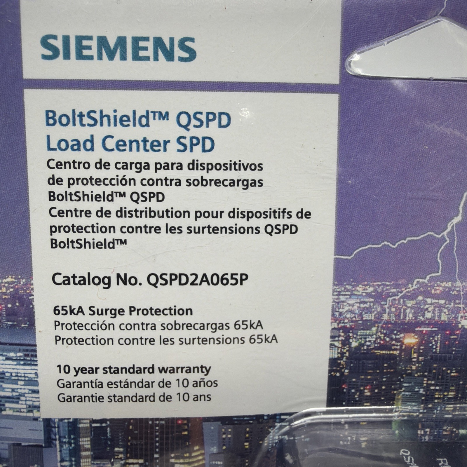 Siemens QSPD2A065P BoltShield 65kA Whole House Surge Protector Type 2 SPD NEW