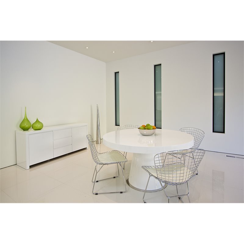 Pangea Home Bowa Modern High Gloss Lacquer Wood Buffet in White