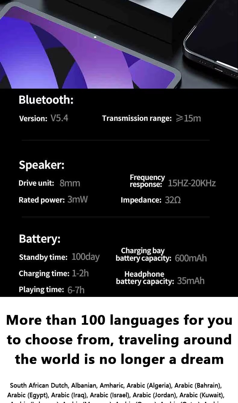 AI Translation Earbuds Real Time 144 Language Translator Earbuds for ALL iPhone