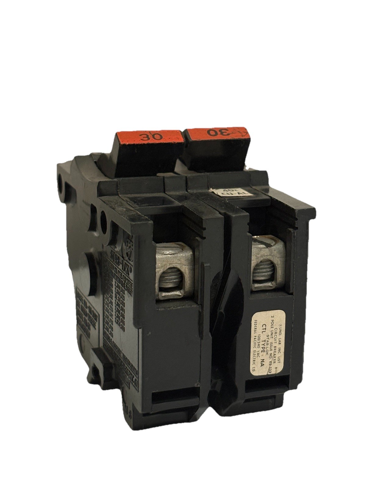 Federal Pacific FPE NA230 Stab-Lok 30 Amp 2 Pole Circuit Breaker