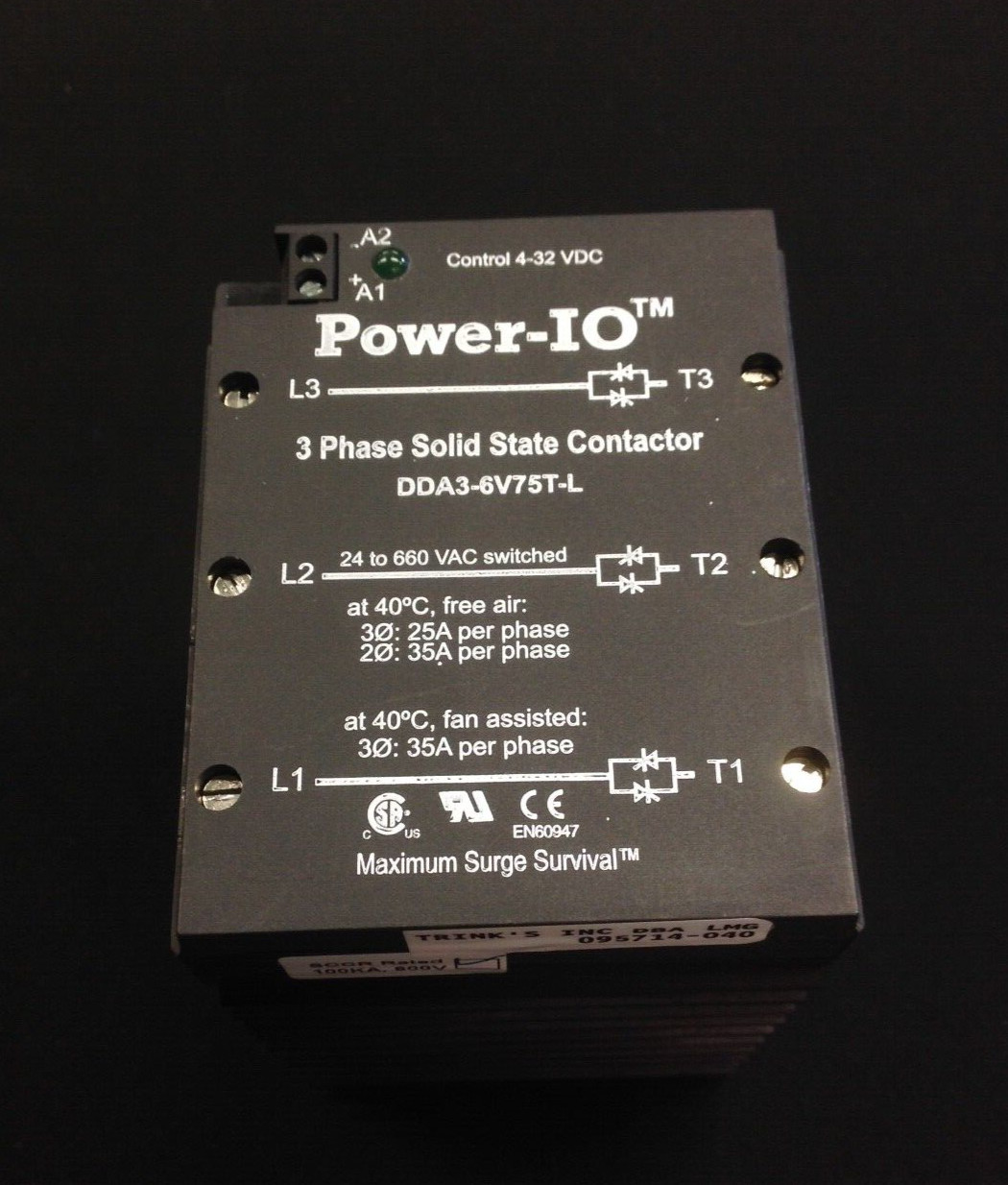 Power-IO 3 Phase Solid State Contactor DDA3-6V75T-L