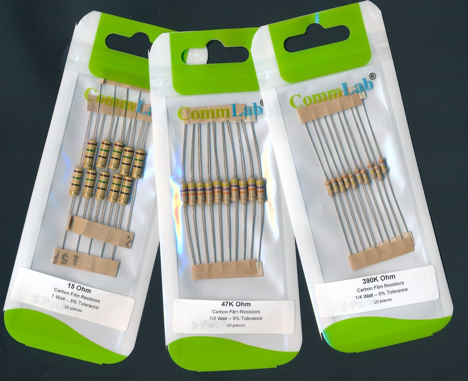 10 pcs Carbon Film 1/4 watt 5% resistors 1/4W . You pick Value 0.47-470K Ohms