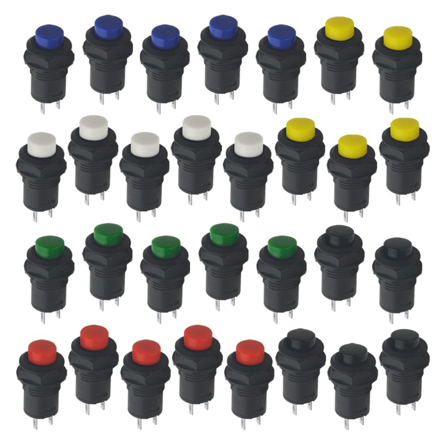 30 PCS 12mm Self-Locking Latching Push Button Switch AC 250V/1.5A 125V/3A