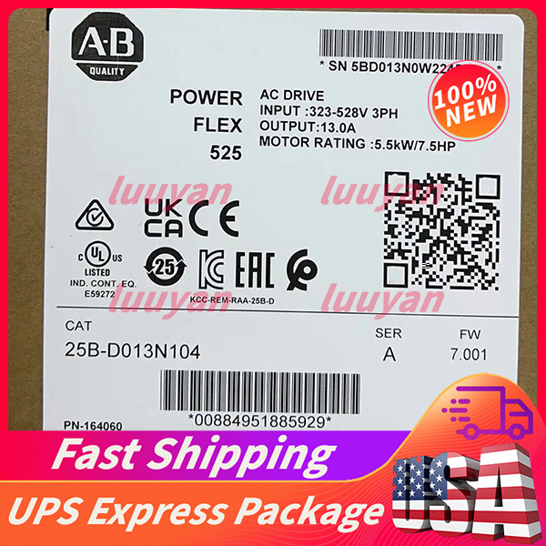 NEW Original AB 25B-D013N104 PowerFlex 525 5.5kW 7.5Hp AC Drive 25B D013N104