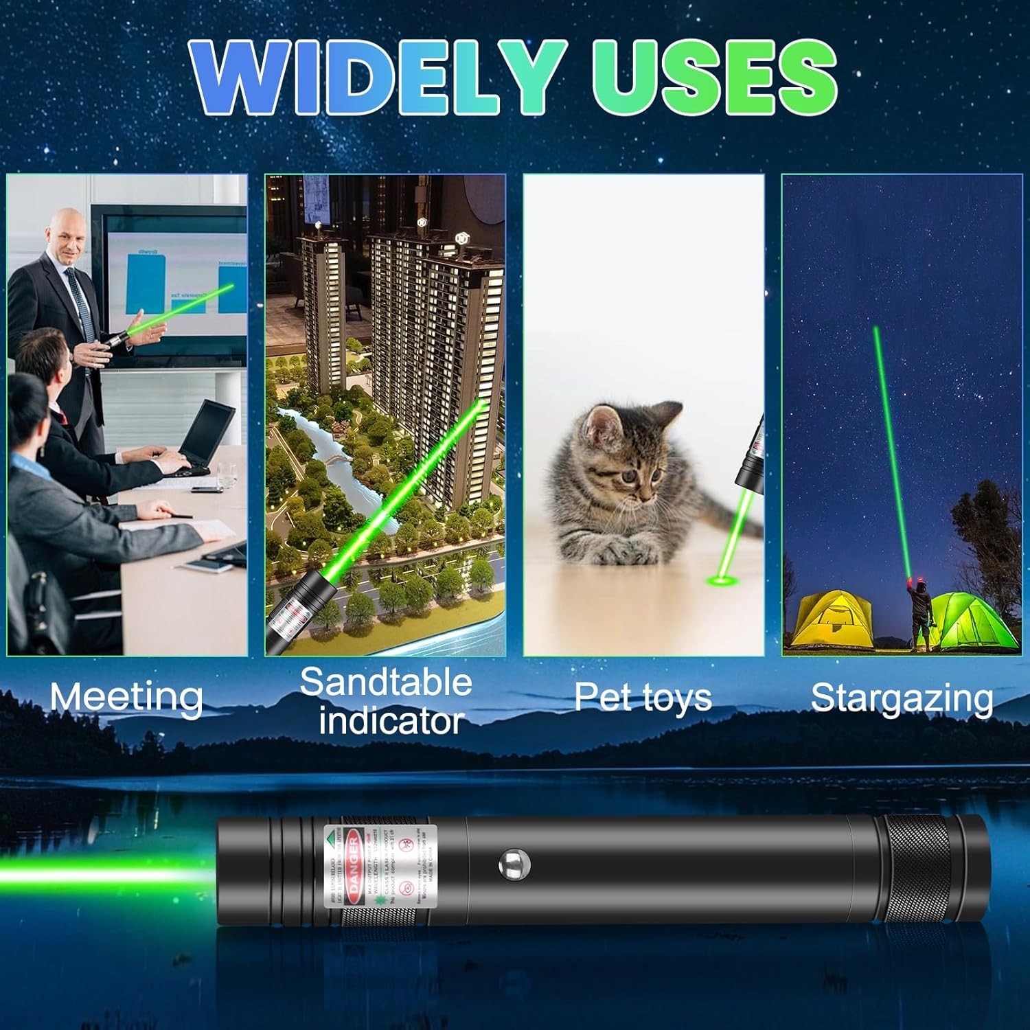 Rechargeable Green Laser Pointer Long Range Beam Astronomy Pen