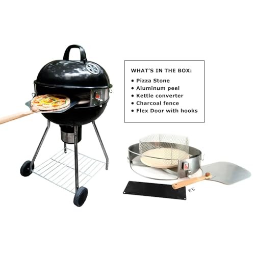 PC7001 PizzaQue Outdoor Pizza Oven Kettle Grill Conversion Kit, Silver, Deluxe