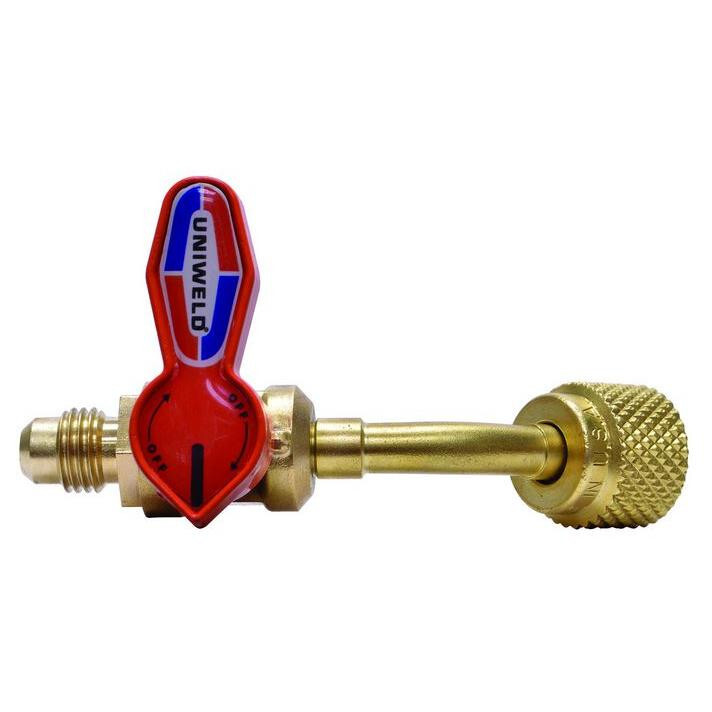Uniweld UBV14 Ball Valve Hose Adaptor 1/4 in Male Flare and 1/4 in Female Flare