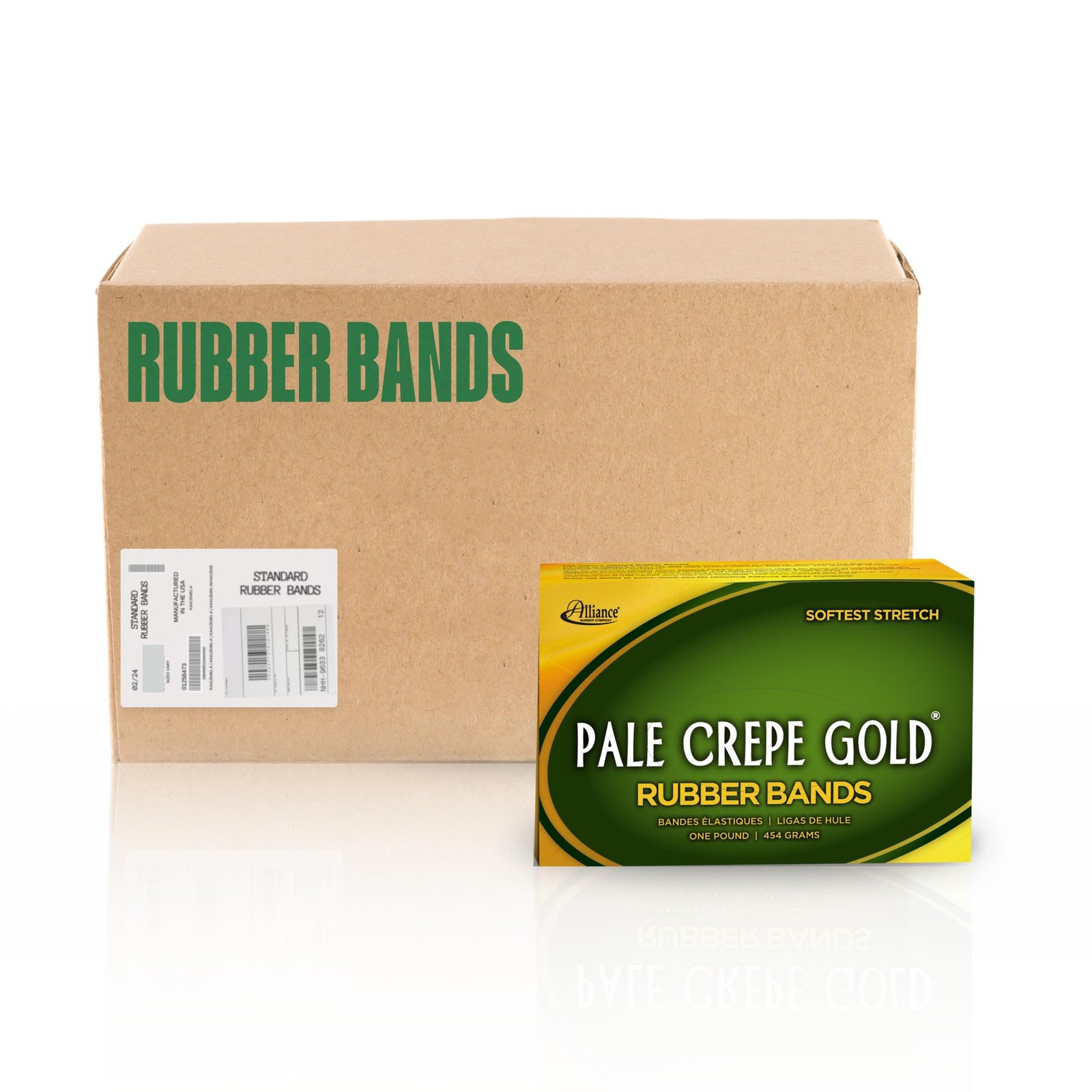 Alliance Rubber 20845 Pale Crepe Gold Rubber Bands Size #84, 1 lb Box Contain…