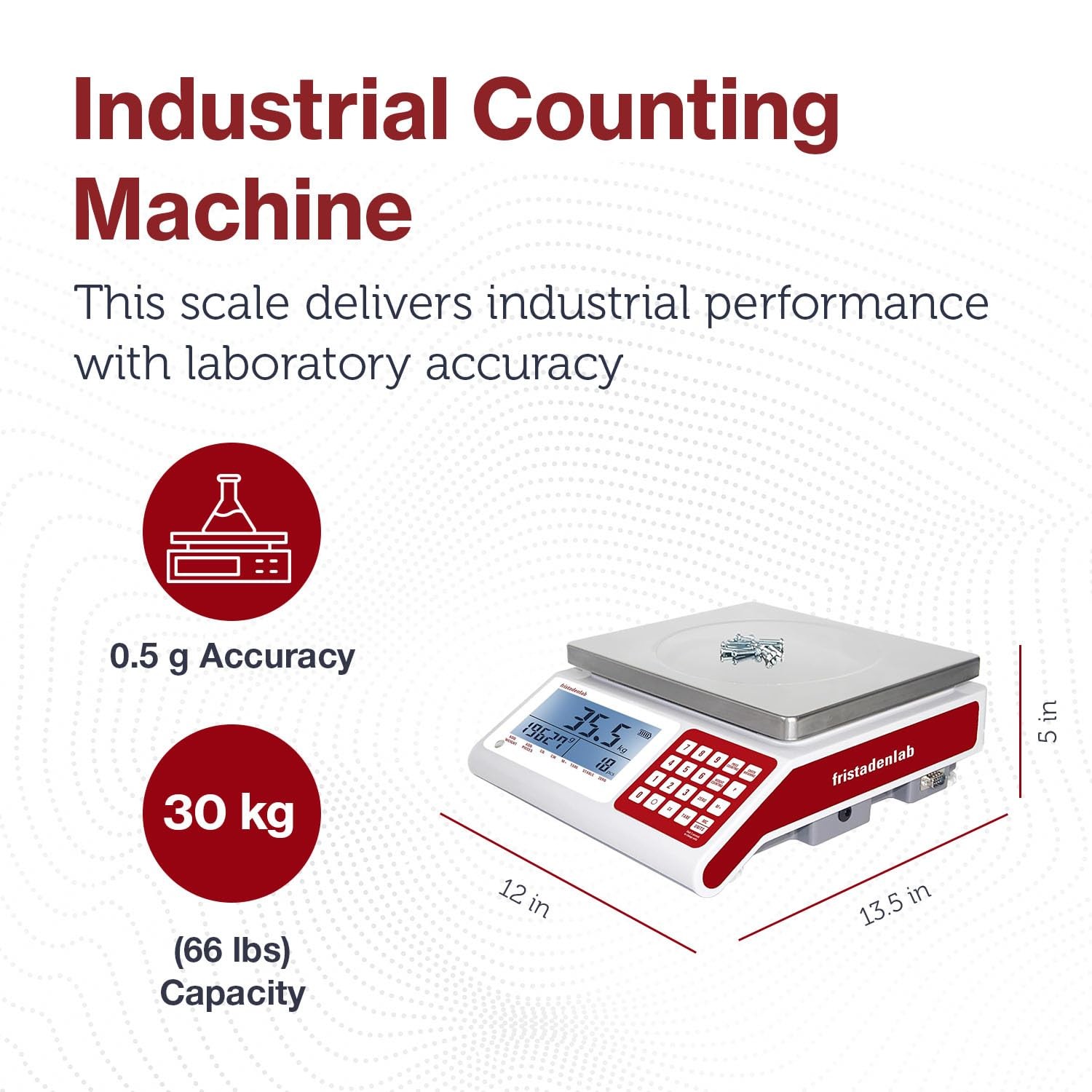 Industrial Counting Scale – 30kg x 0.5g | Fristaden Lab | Units: g, lbs, oz, kg