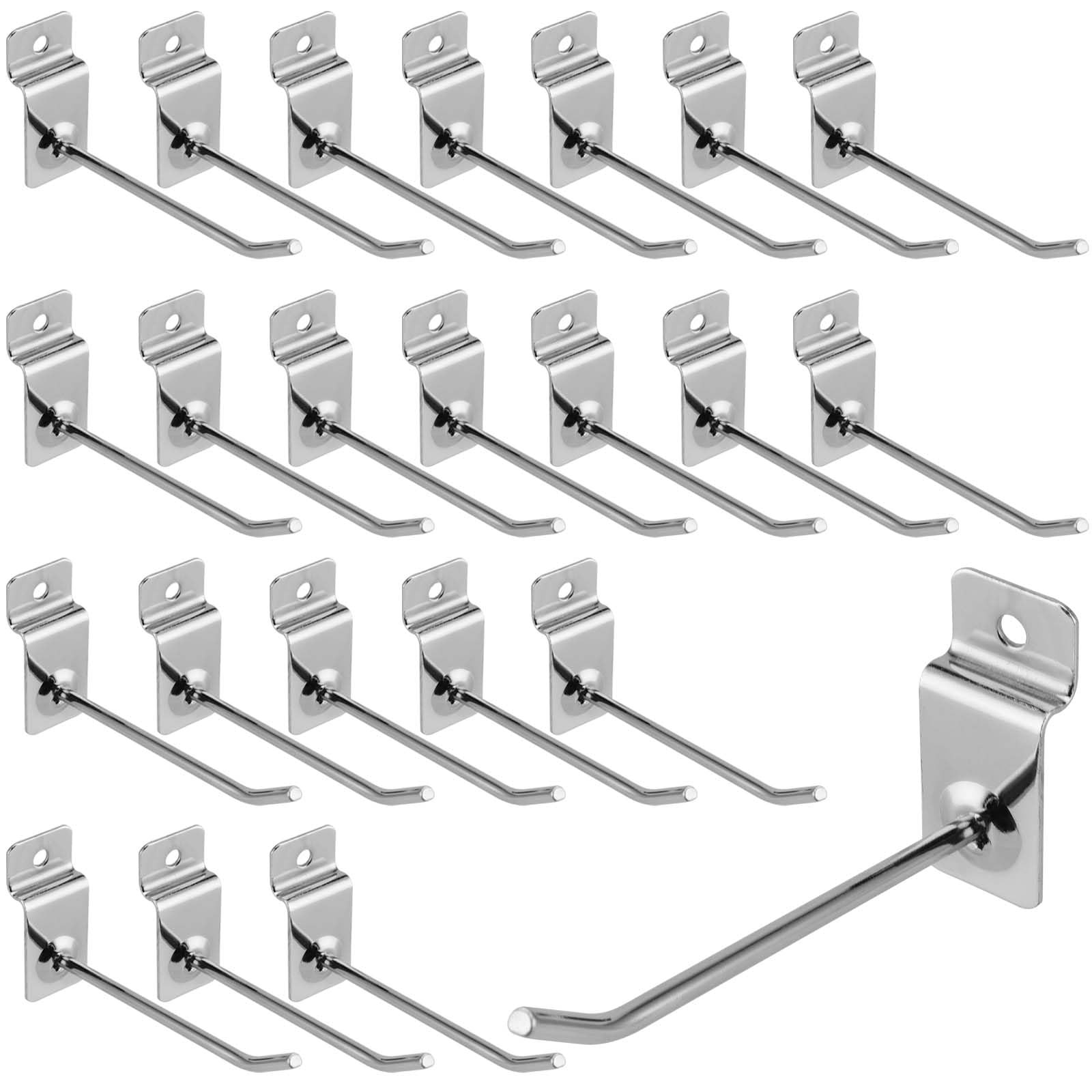 MUKLEI 100 PCS 4 Inch Silver Slatwall Hooks Slat Wall Gridwall Panel Slat Wal…