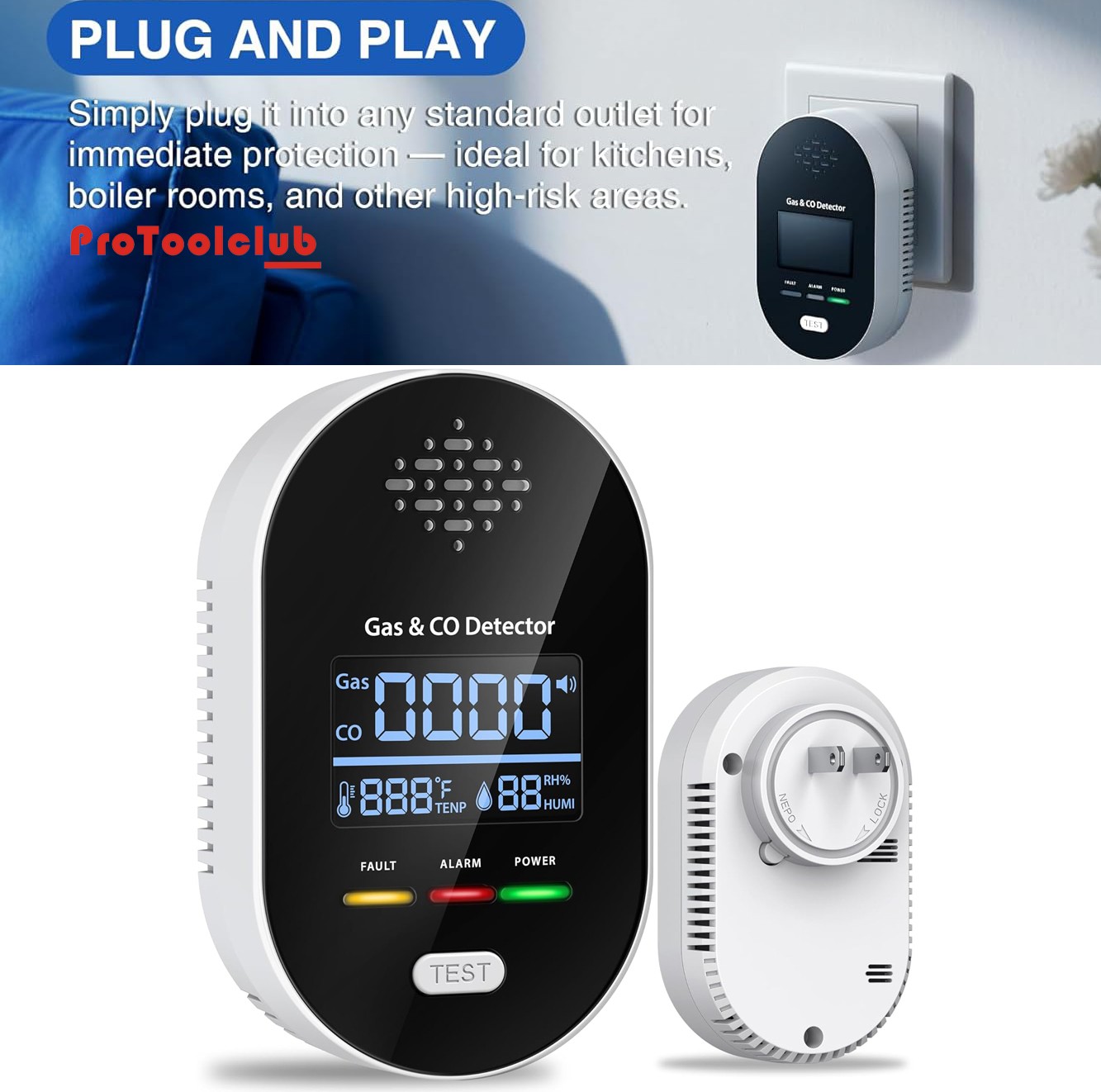 4in1 Upgraded Carbon Monoxide Detector Humidity Temperature Smoke Gas Detector