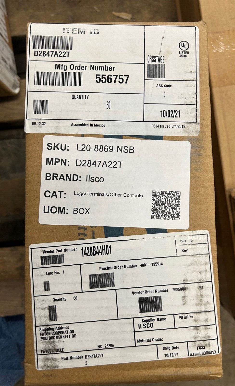 ILSCO MECHANICAL WIRE LUG 4/0 – 500 MCM 1/2 HOLE D2847A22T ALCU – pick qty