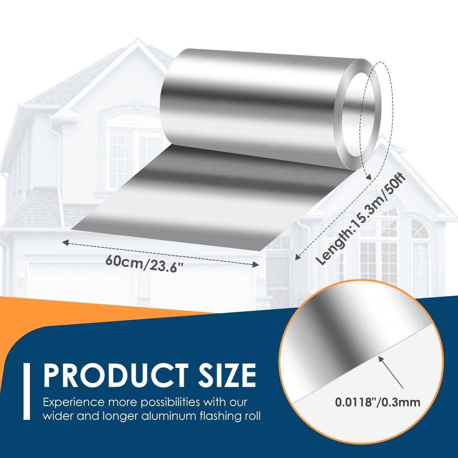 Aluminum Roll Flashing 24″ x 50′ – Metal Roofing Roll for Roof & Garden, 0.019″