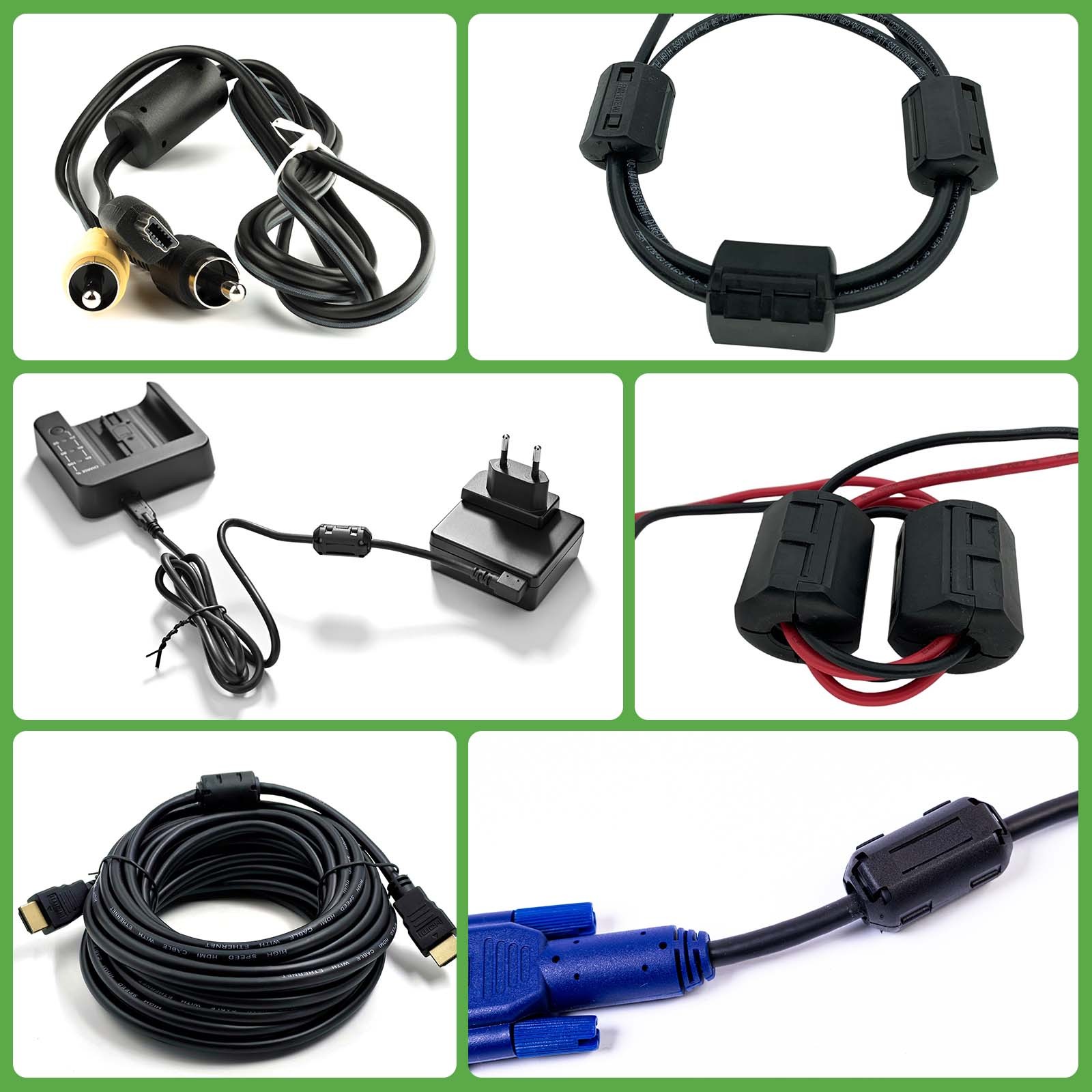 19mm Clip-on Ferrite Ring Core Square for Cable, Black Enhanced 2pcs