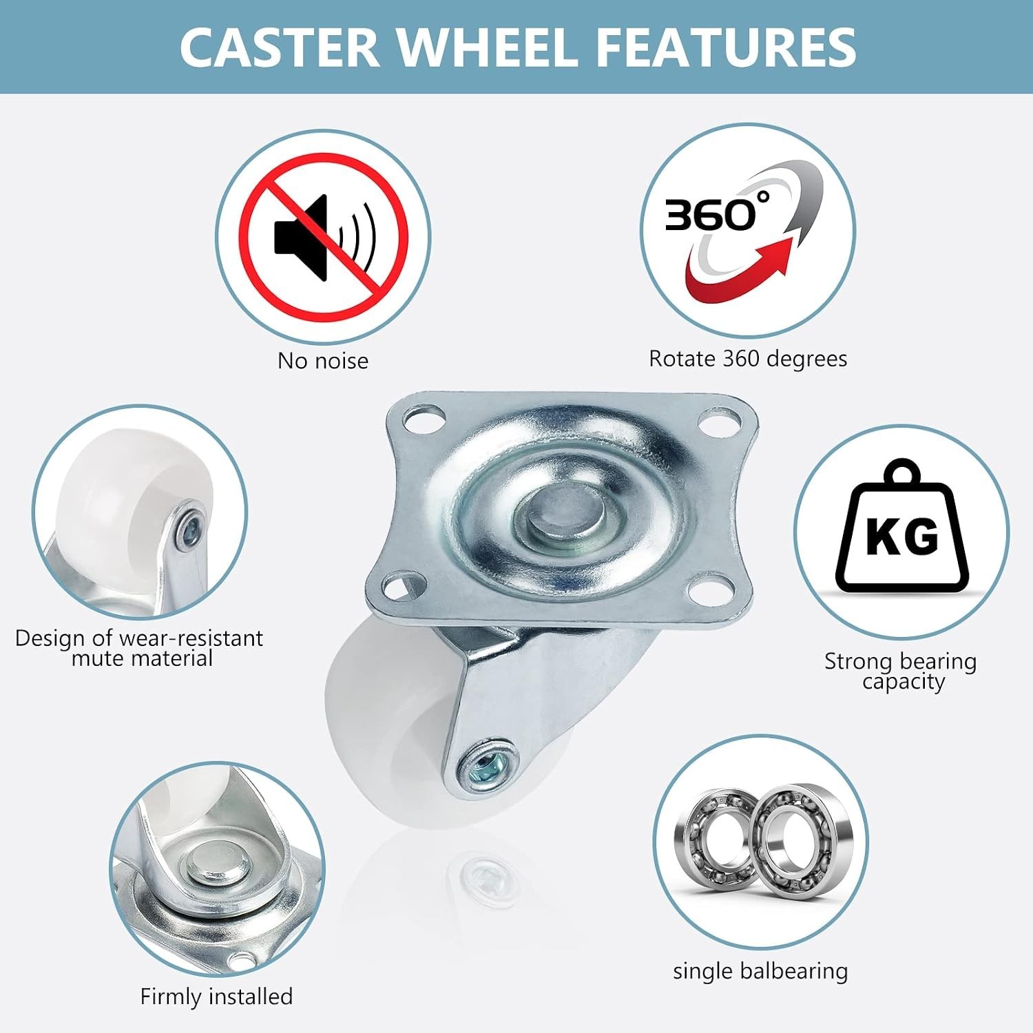 1-Inch Low Noise Swivel Caster Wheels Set of 4 – Perfect for Furniture Mobility