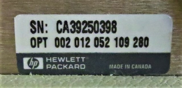 HEWLETT-PACKARD 86062C Lightwave Switch; with OPT 002; 012; 052; 109; 280