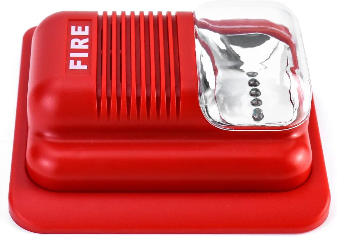 Fire Alarm Siren 12/24V DC | LED Strobe Horn ≥105dB | Wired Security System