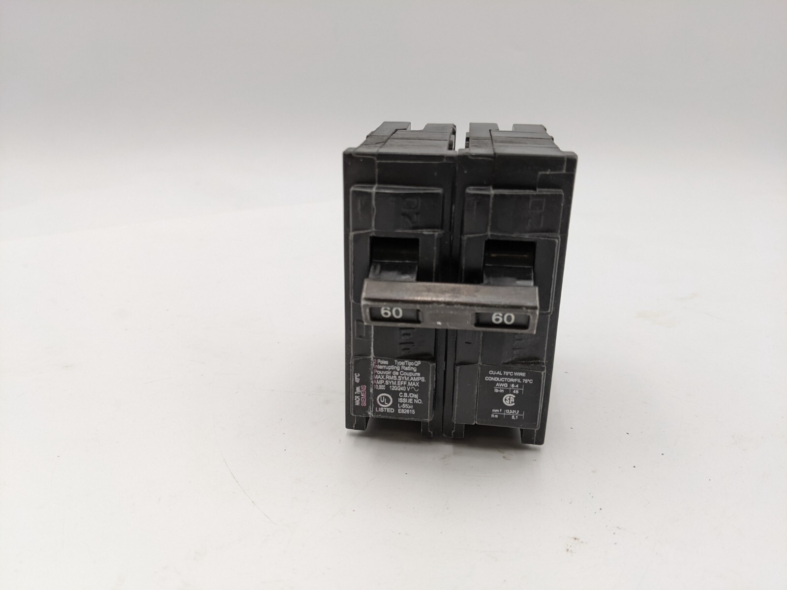 Siemens Q260 Plug-In Circuit Breaker 60A 240V 2P 1PH QP 60 AMP 240 Volt 2 Pole