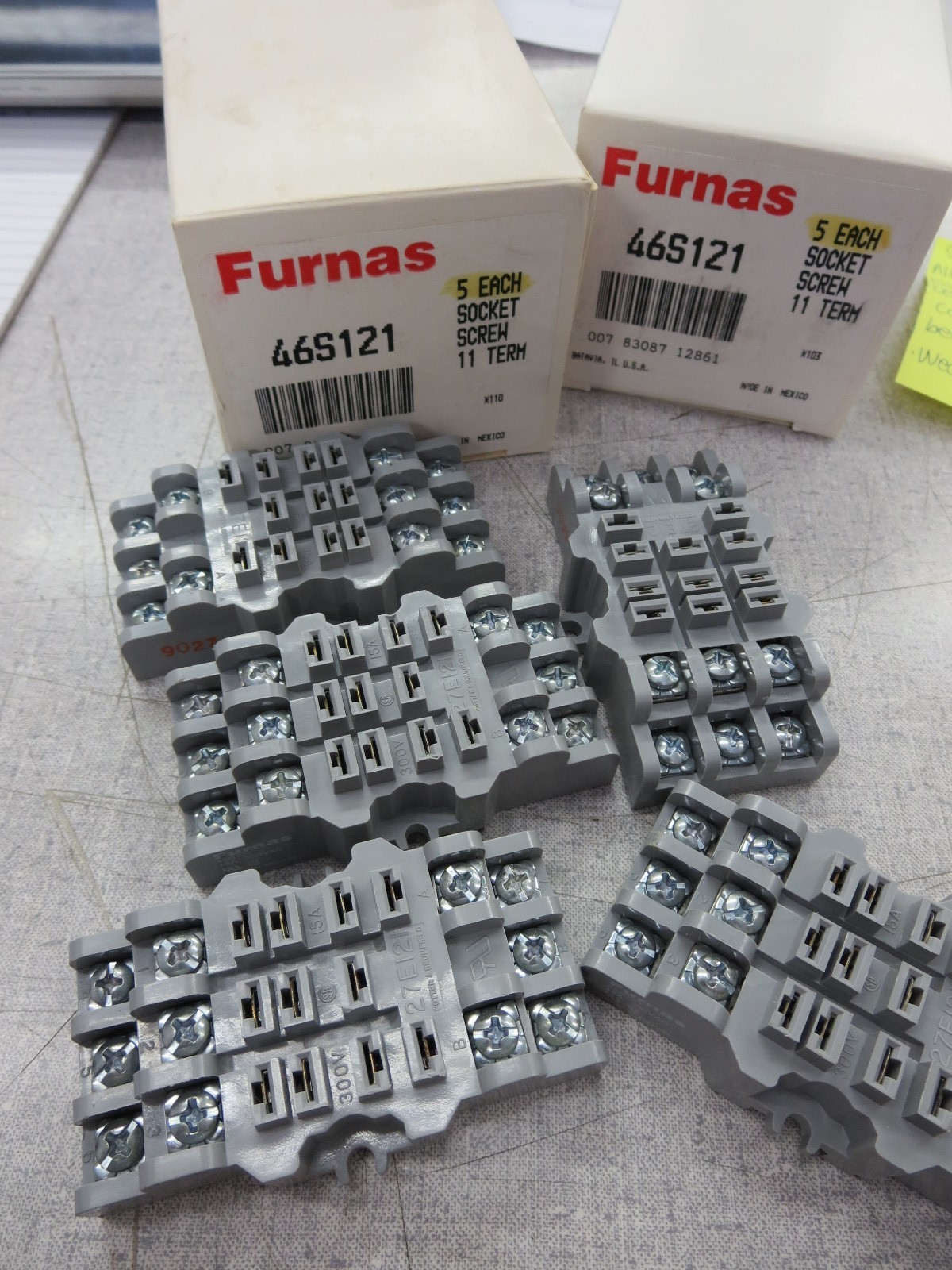 Furnas 46S121, 27E121, 15A, 300VAC, 11 Term, Socket Screw (5 Per Box, Lot of 2)