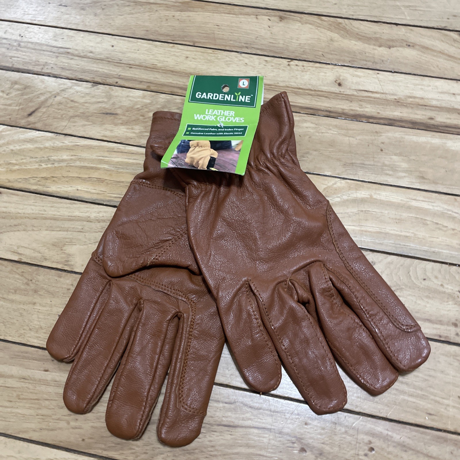Gardenline New Leather Work Gloves Adult Large Brown Garden Hike Ride Western