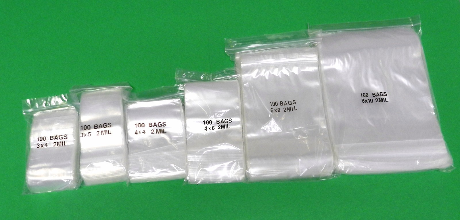 600 Zip Seal Lock Bags 2mil Clear 6 Assorted Sizes 100@ 3×4 3×5 4×4 4×6 6×9 8×10