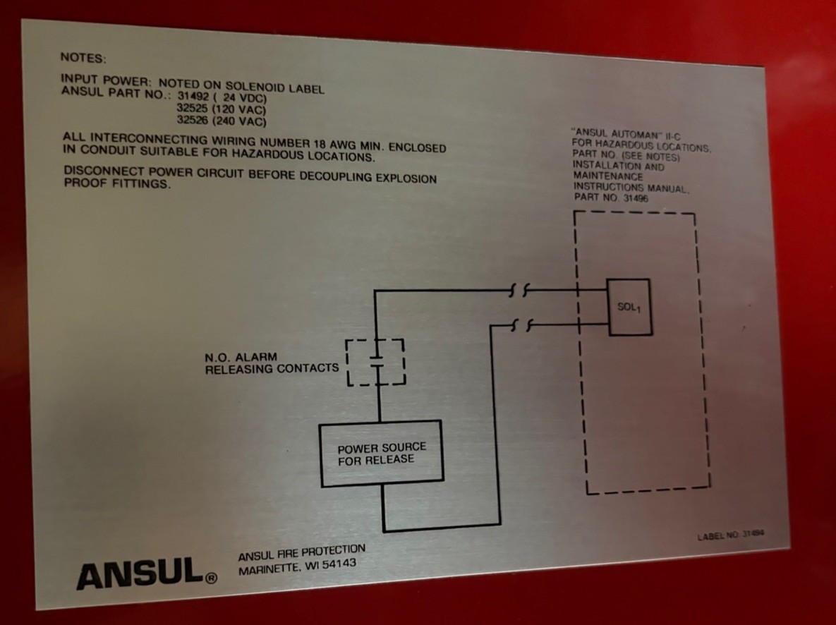 Ansul Automan II-C (Manual P/N- 31496) Explosion Proof Hazardous Loc. Class I