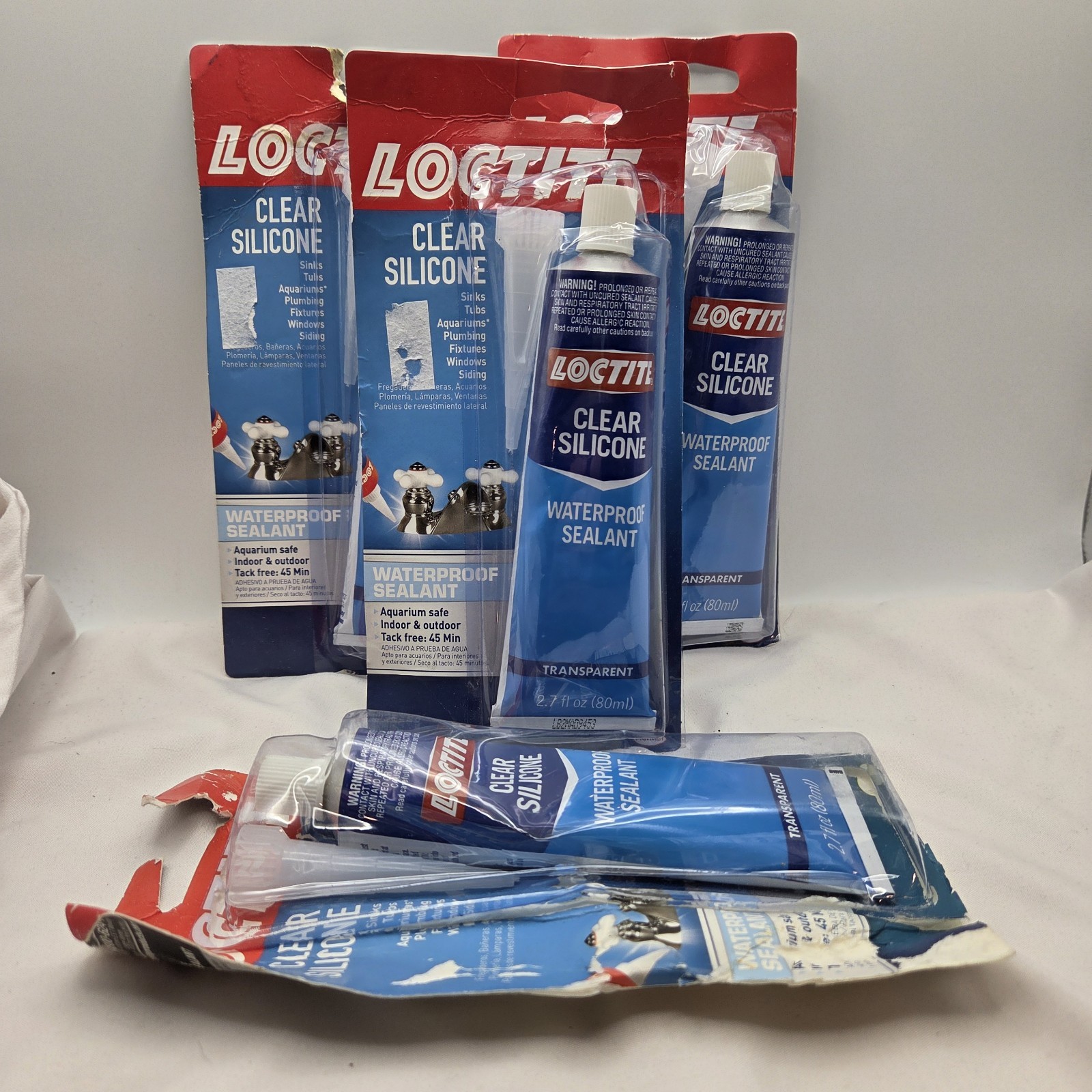 Loctite Clear Silicone Waterproof Sealant Lot of 4 2.7 oz Transparent