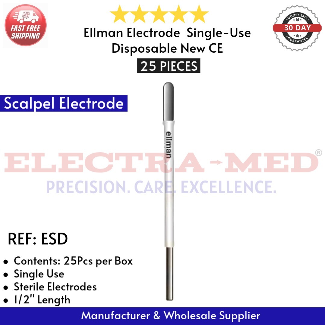 Ellman Electrodes – 14 Types: Ball, Needle, Scalpel, Diamond, Round, U – 25 Each